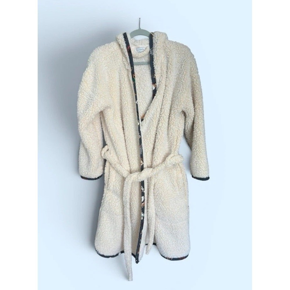 Vera Bradley Plush Sherpa Robe Women's L/XL Cream Tie Waist Cozy Lounge